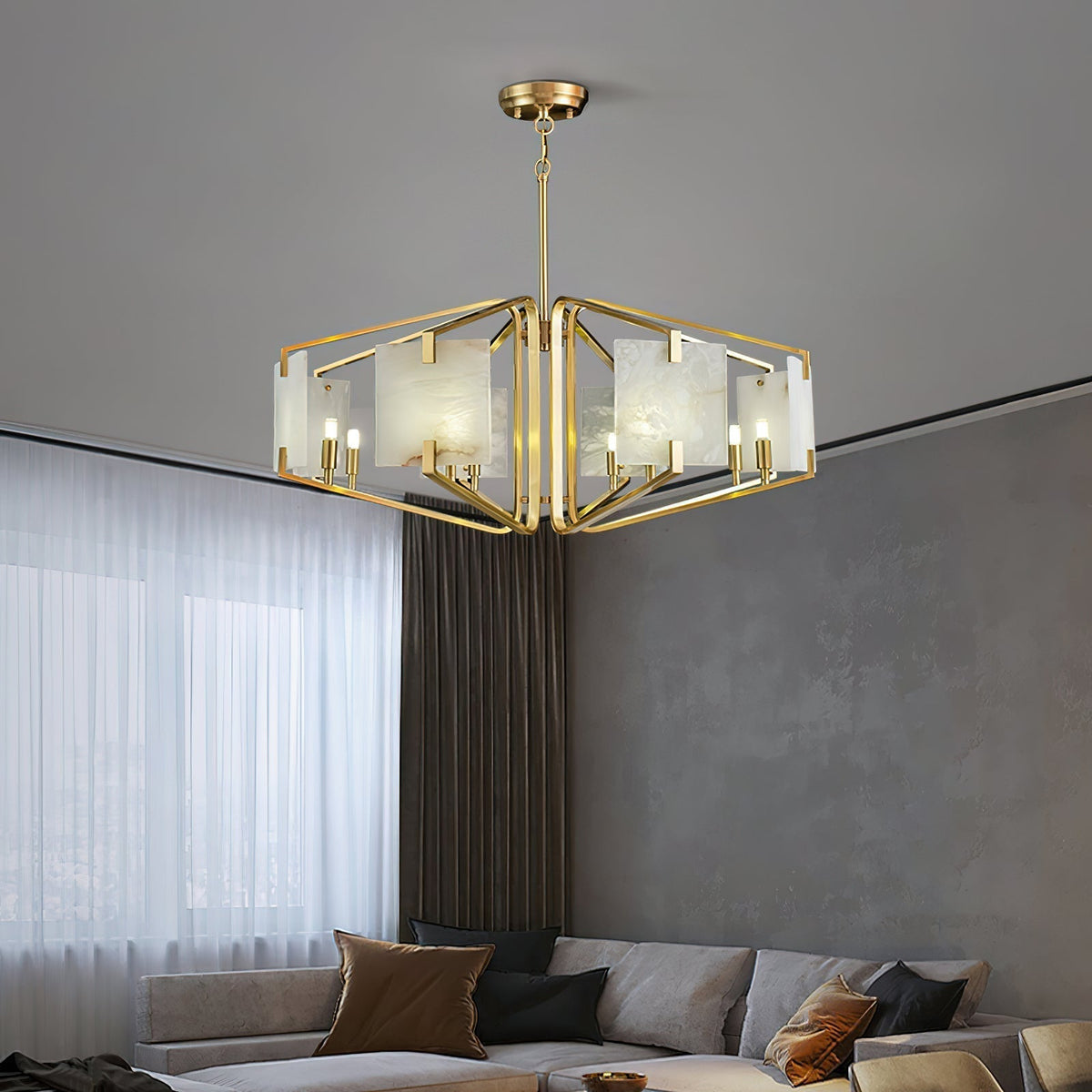 Plotuvys Postmodern luxe messing albasten kroonluchter