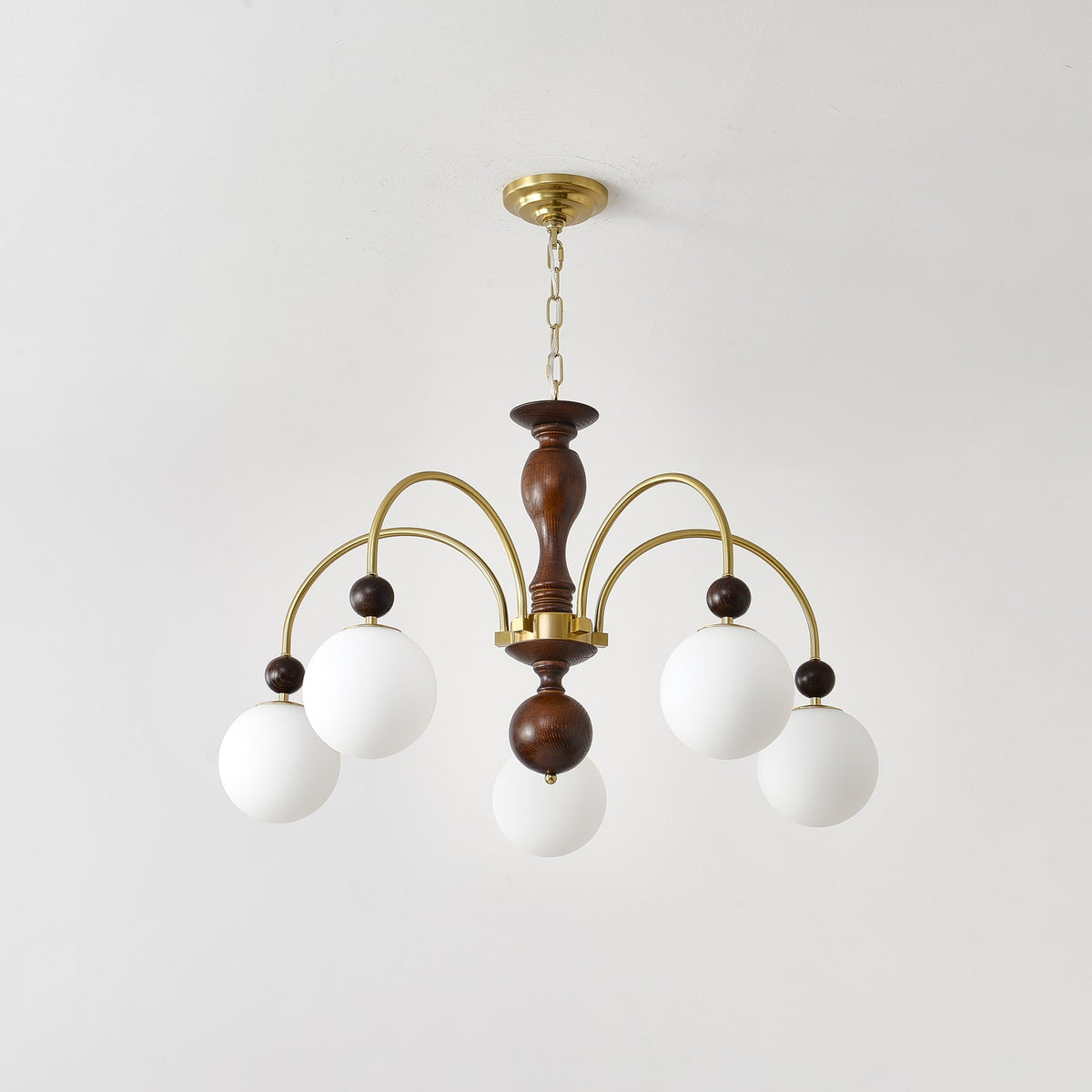 Sylenise hanglamp walnoot messing bollen vintage