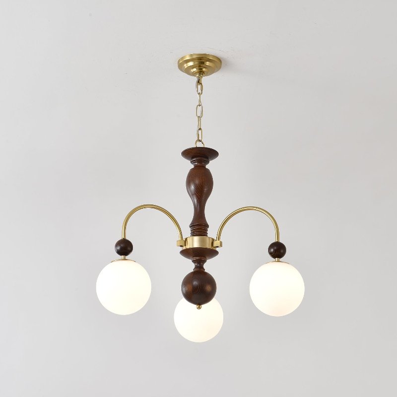 Sylenise hanglamp walnoot messing bollen vintage
