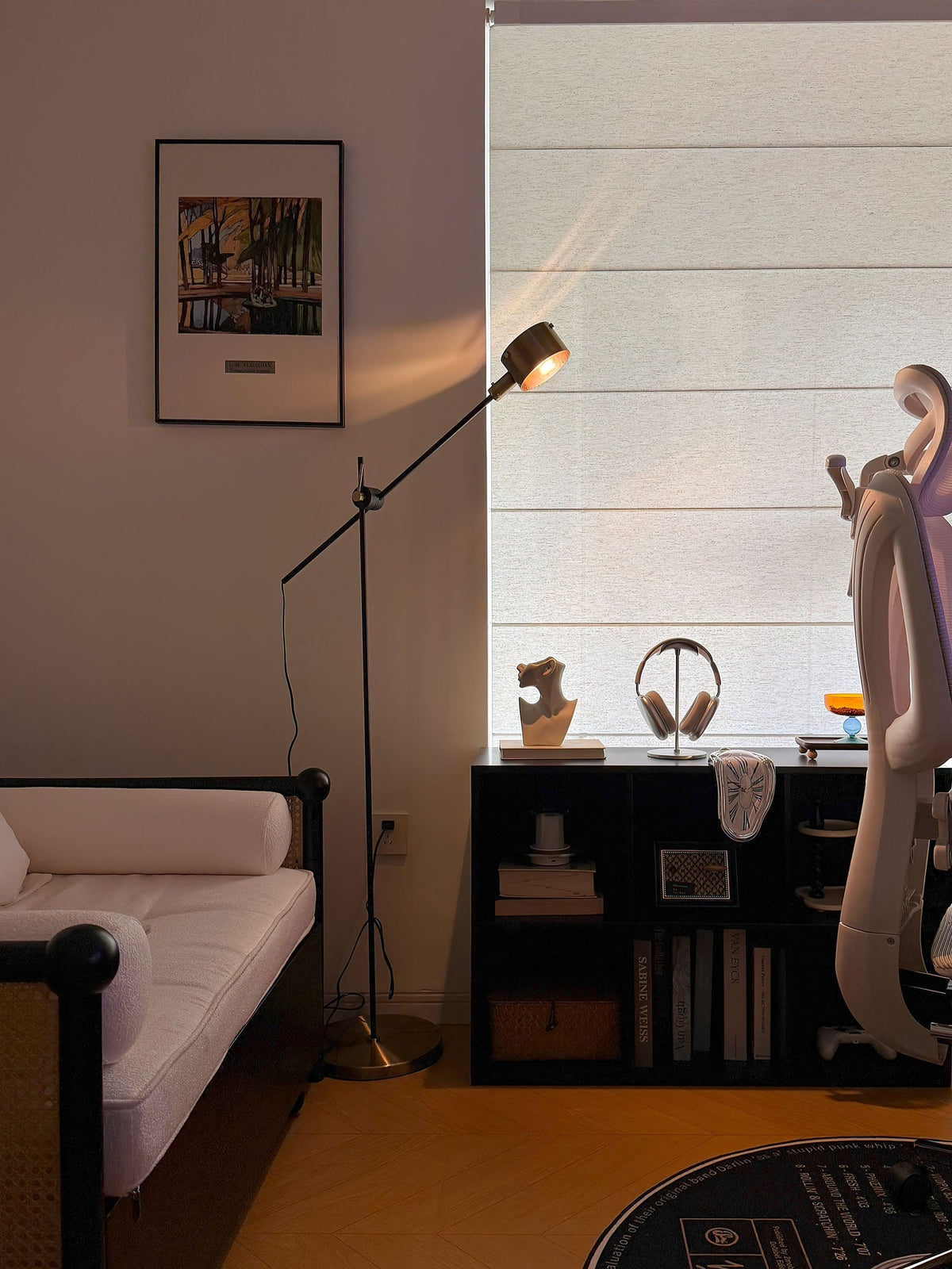 Arclen verstelbare vloerlamp met horizontale arm