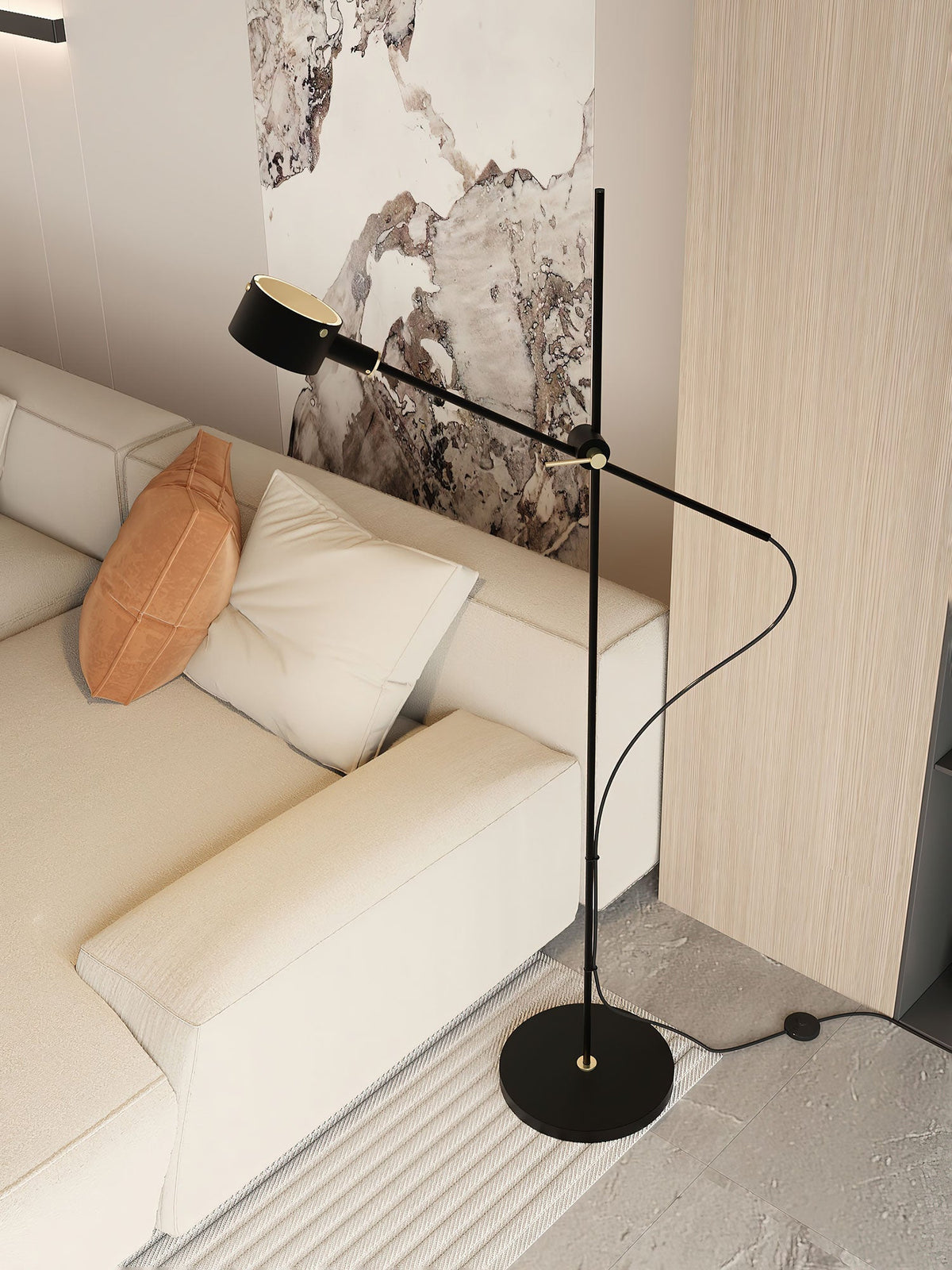 Arclen verstelbare vloerlamp met horizontale arm
