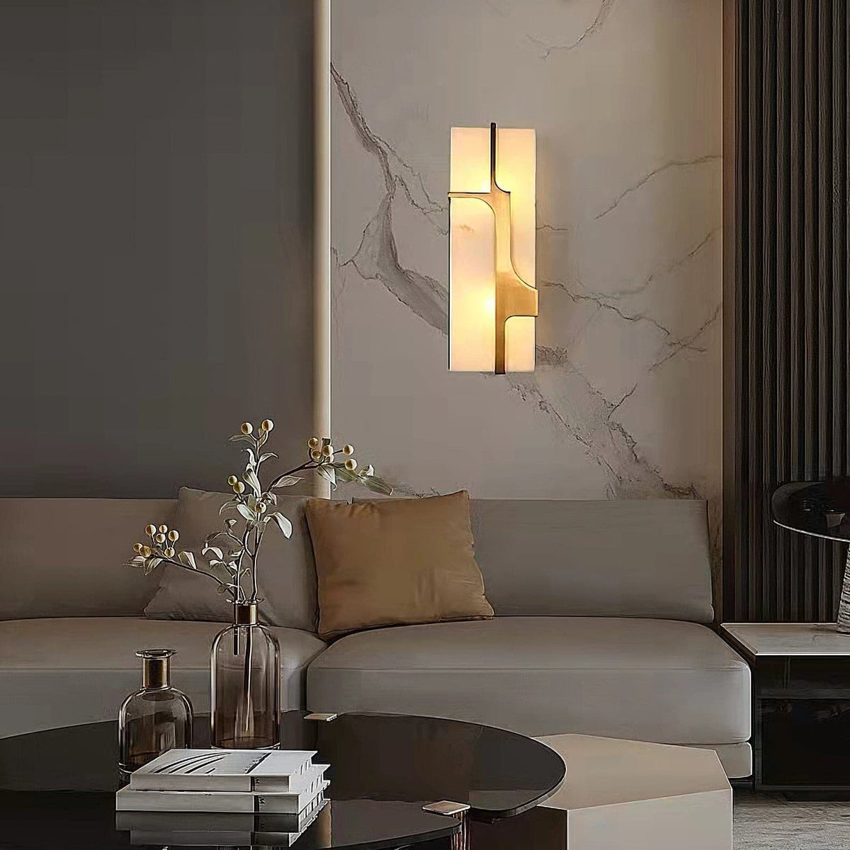 Ariel wandlamp Albast & messing elegantie