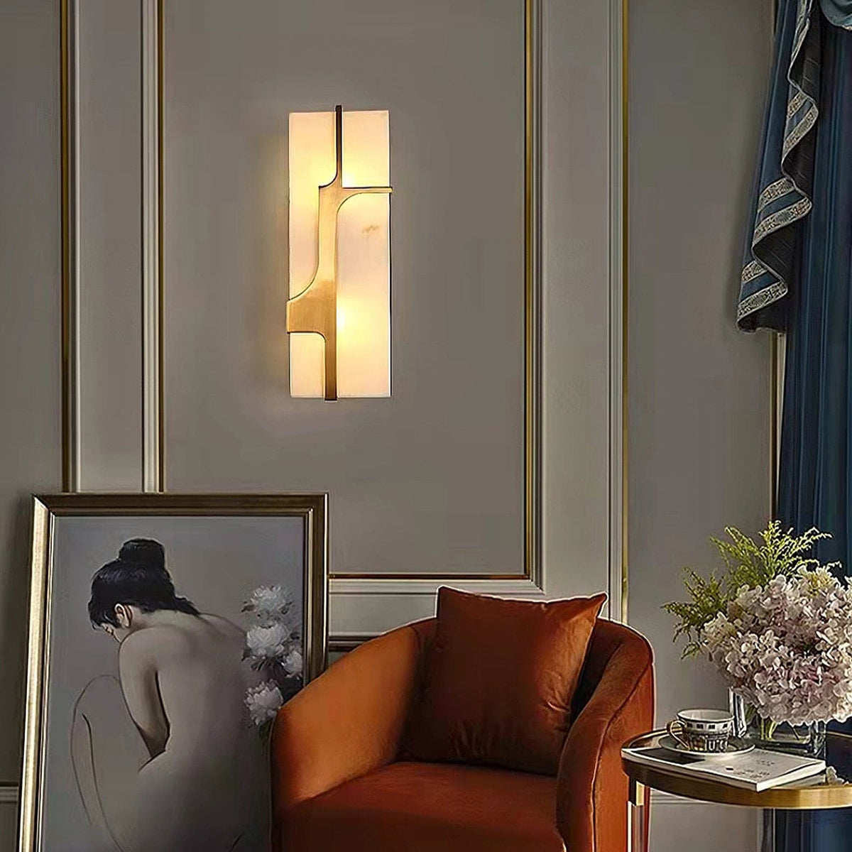 Ariel wandlamp Albast & messing elegantie