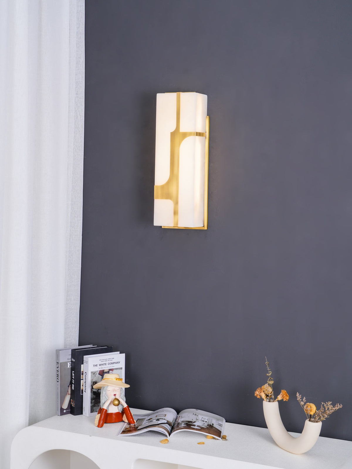 Ariel wandlamp Albast & messing elegantie