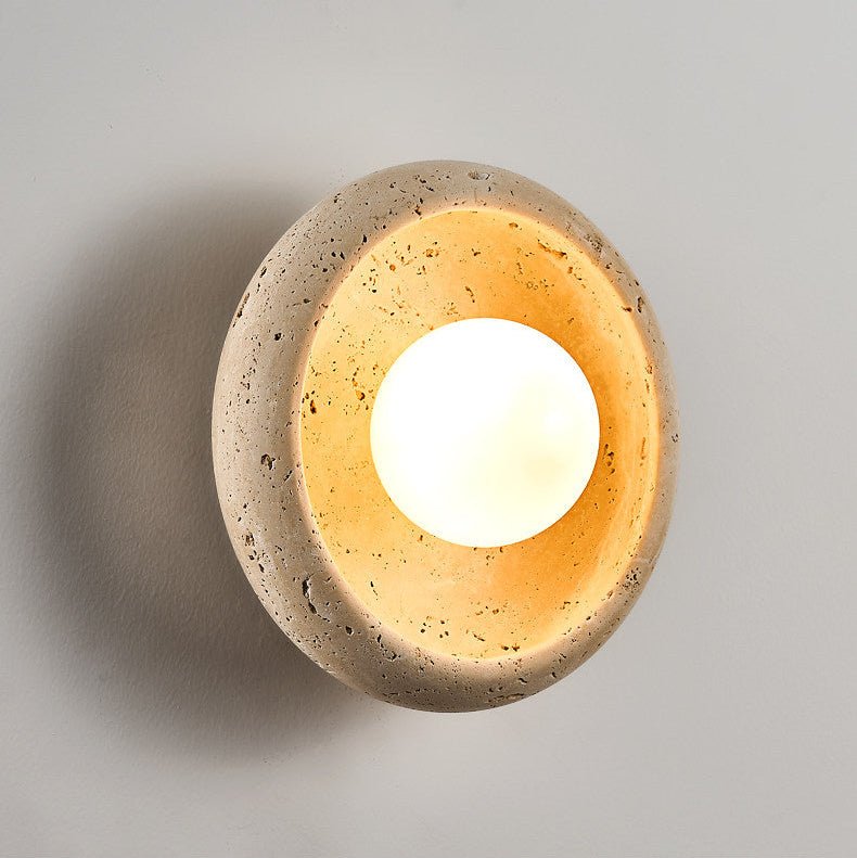 Valiselle wandlamp in Geel travertin