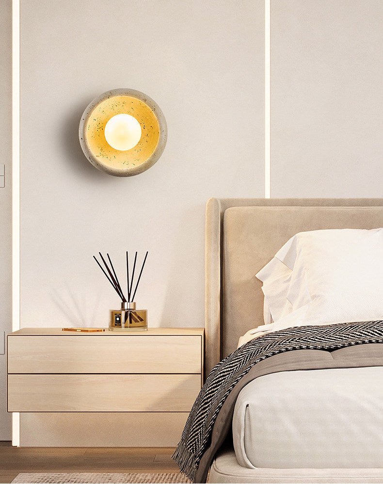 Valiselle wandlamp in Geel travertin