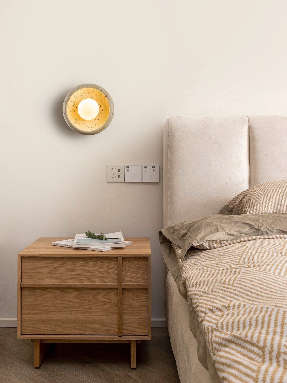 Valiselle wandlamp in Geel travertin