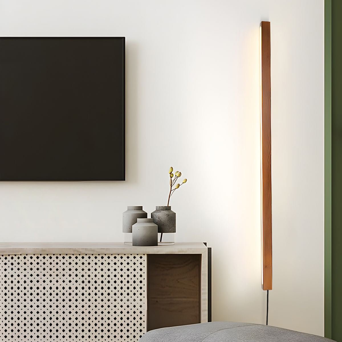 Bryf wandlamp Lineair Hout Met Stekker