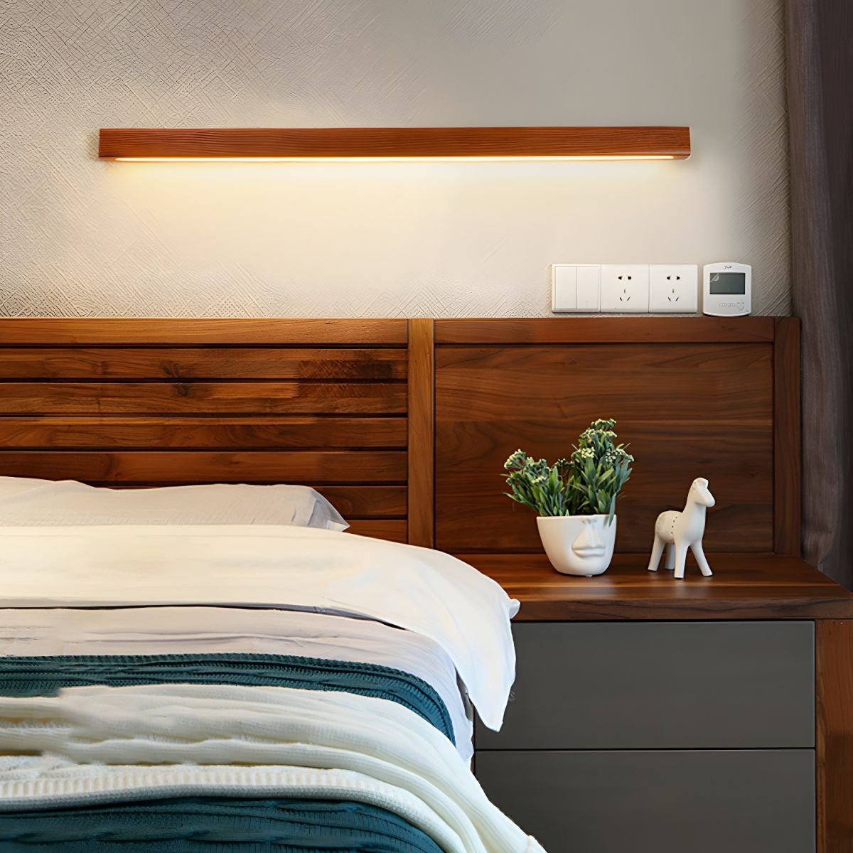 Elvivine wandlamp Hout Lineair Minimalistisch LED