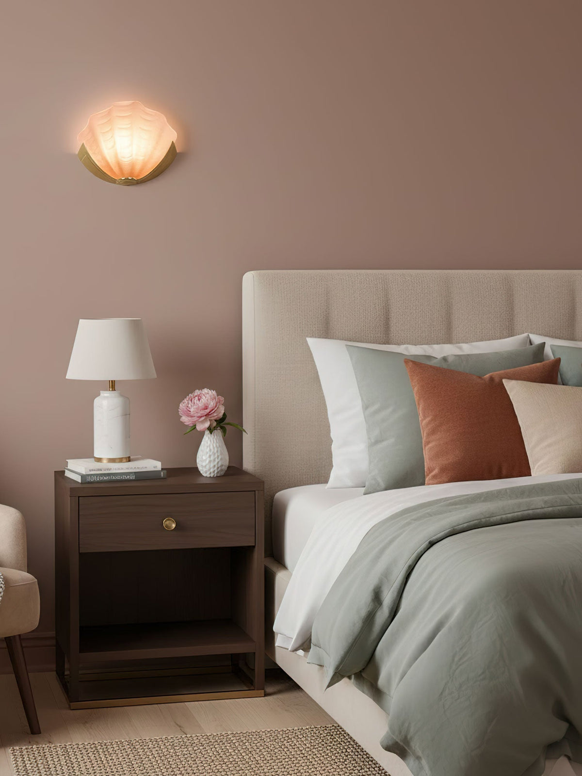Nico Art Deco wandlamp met scallop-ontwerp in matglas