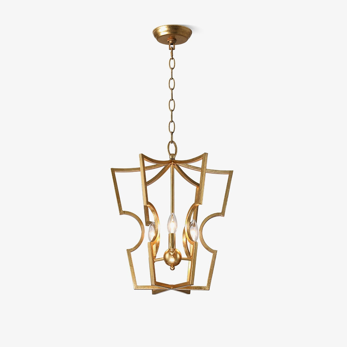 Niroxa kroonluchter met lantern frame goudkleurig