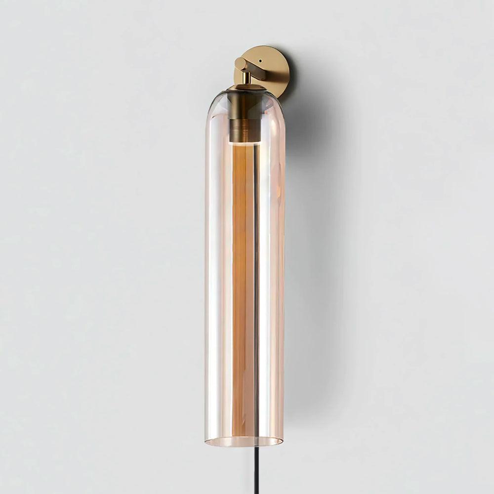 Glas cilinder wandlamp met stekker