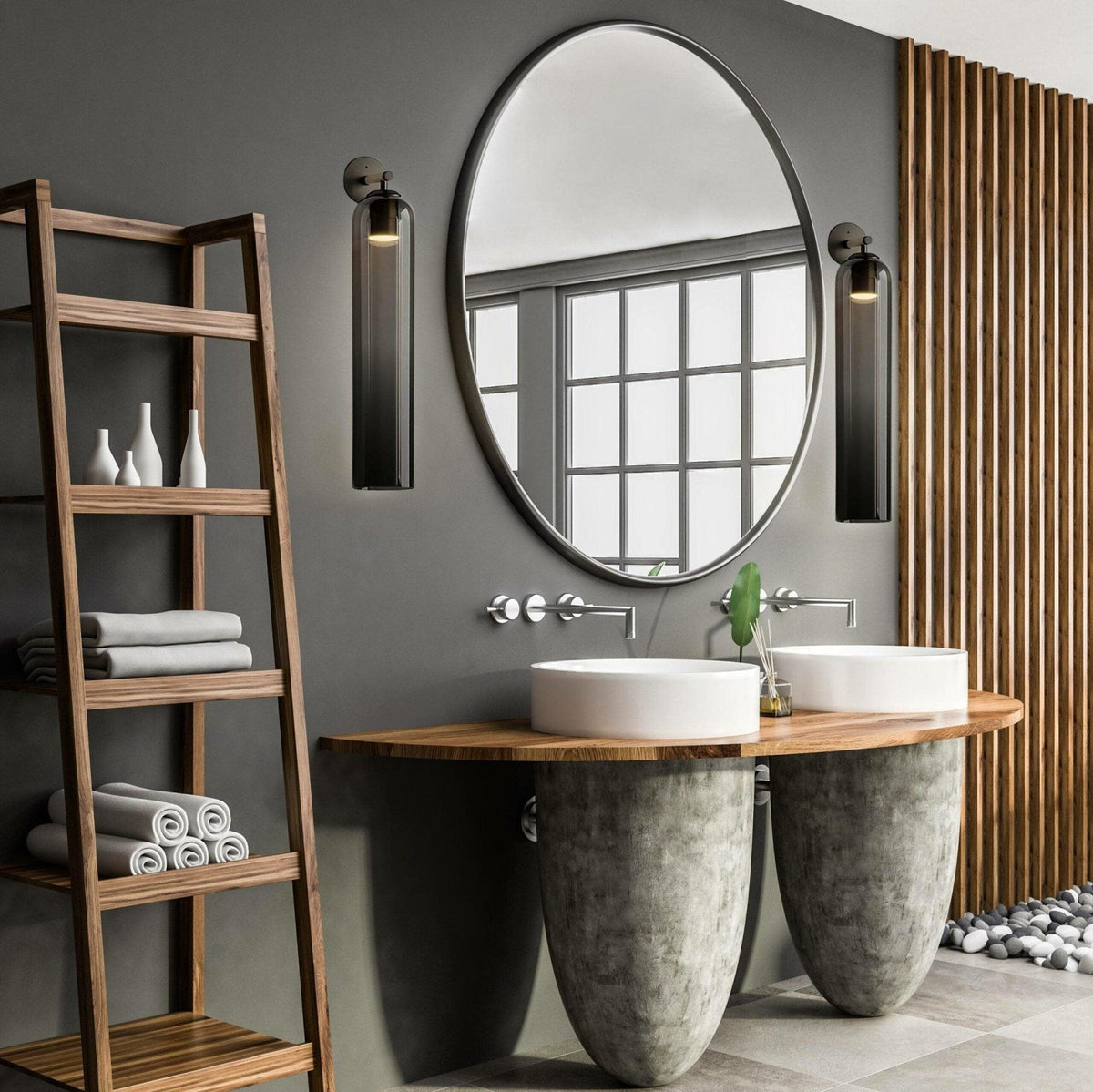 Glas cilinder wandlamp met stekker