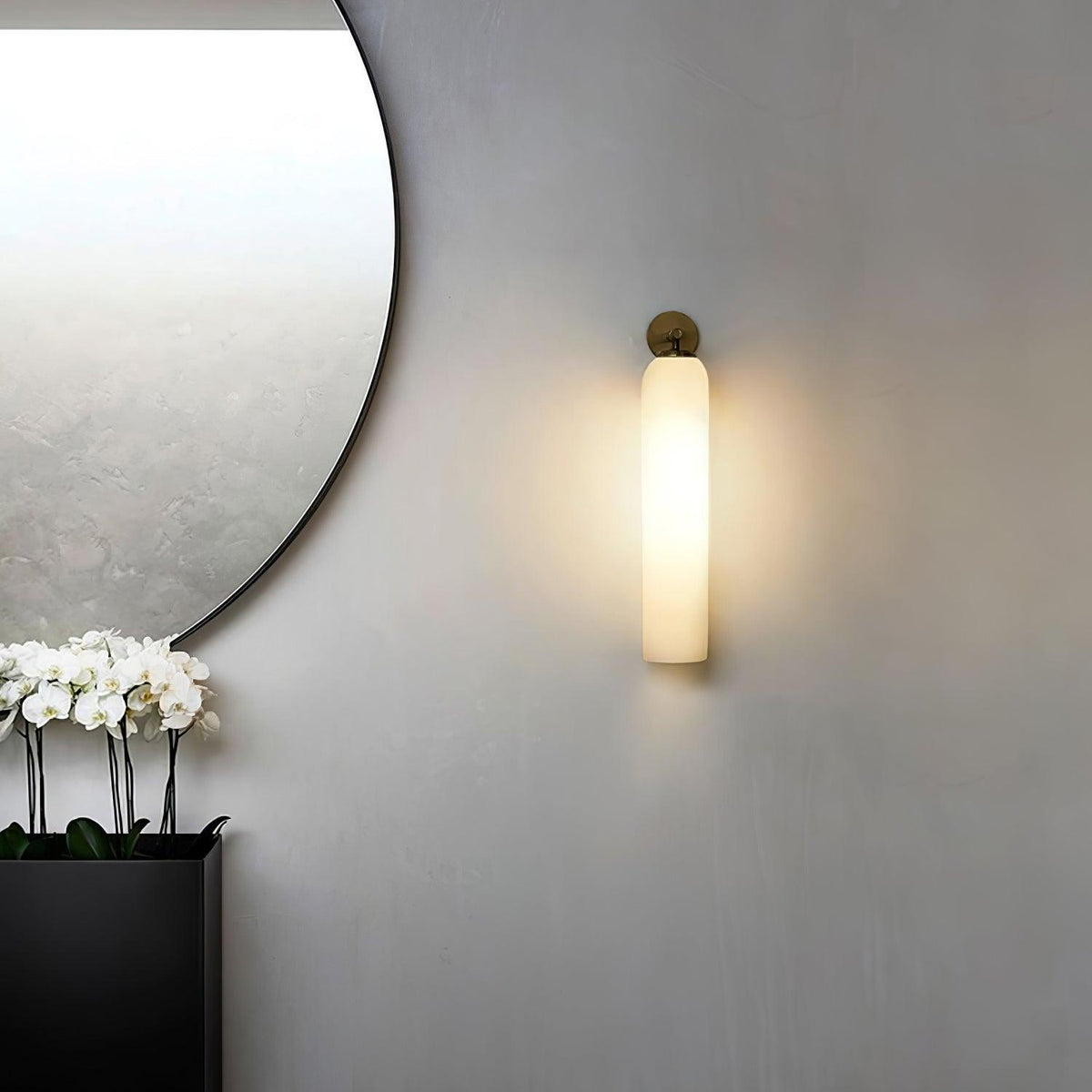 Glas cilinder wandlamp met stekker