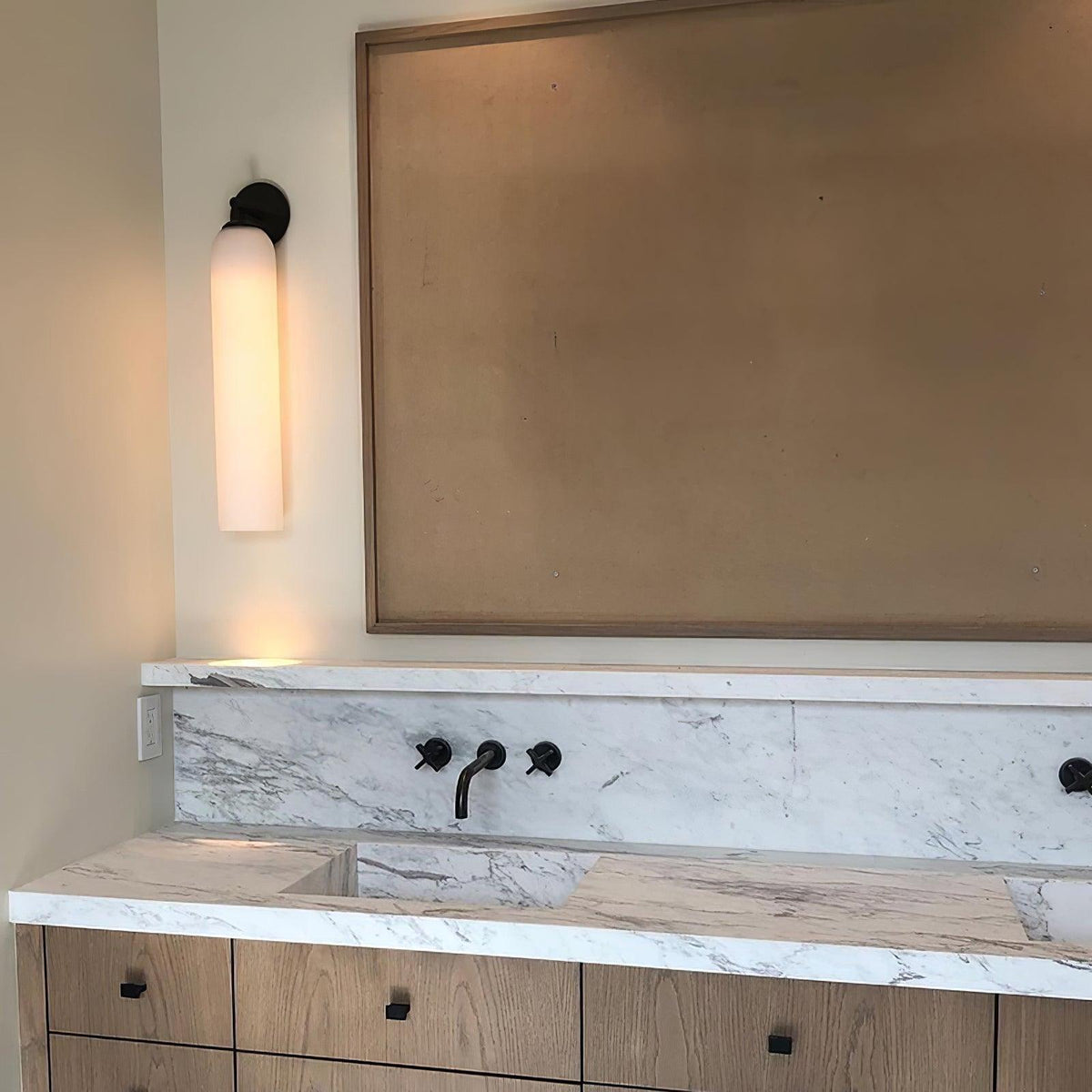 Glas cilinder wandlamp met stekker