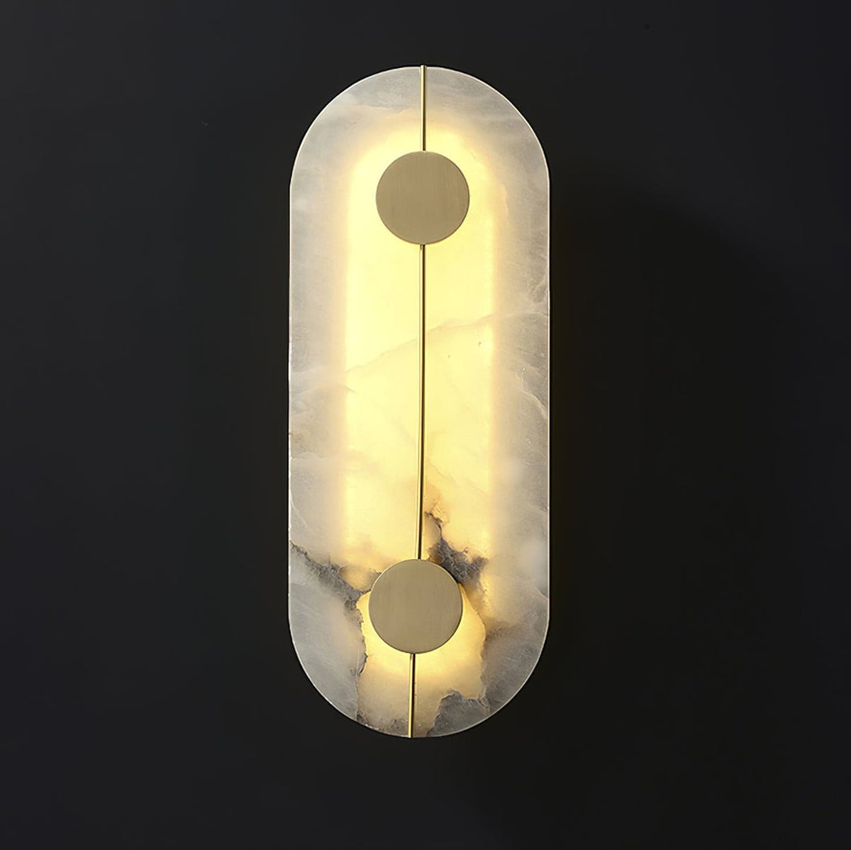 Artistieke wandlamp van dolomiet en koper met retro-uitstraling