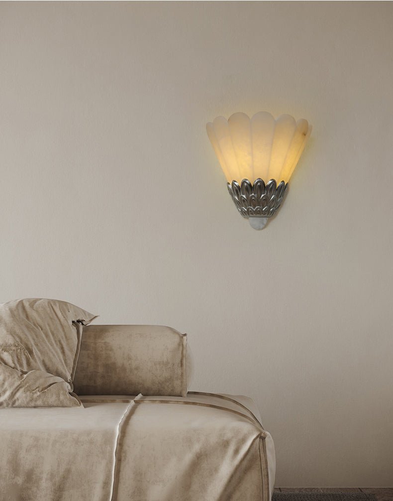 Marbe Vintage Albast Bloemblaad wandlamp