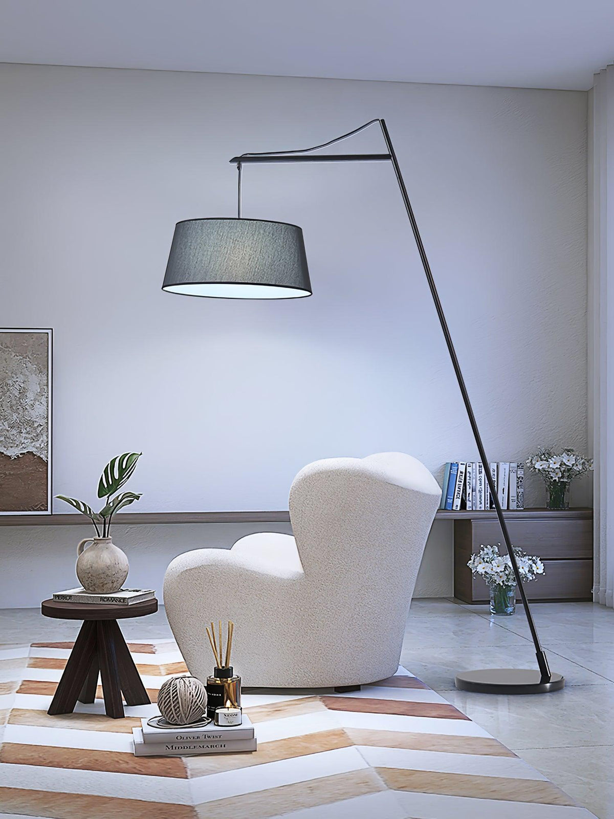Votalyra moderne vloerlamp met stoffen kap