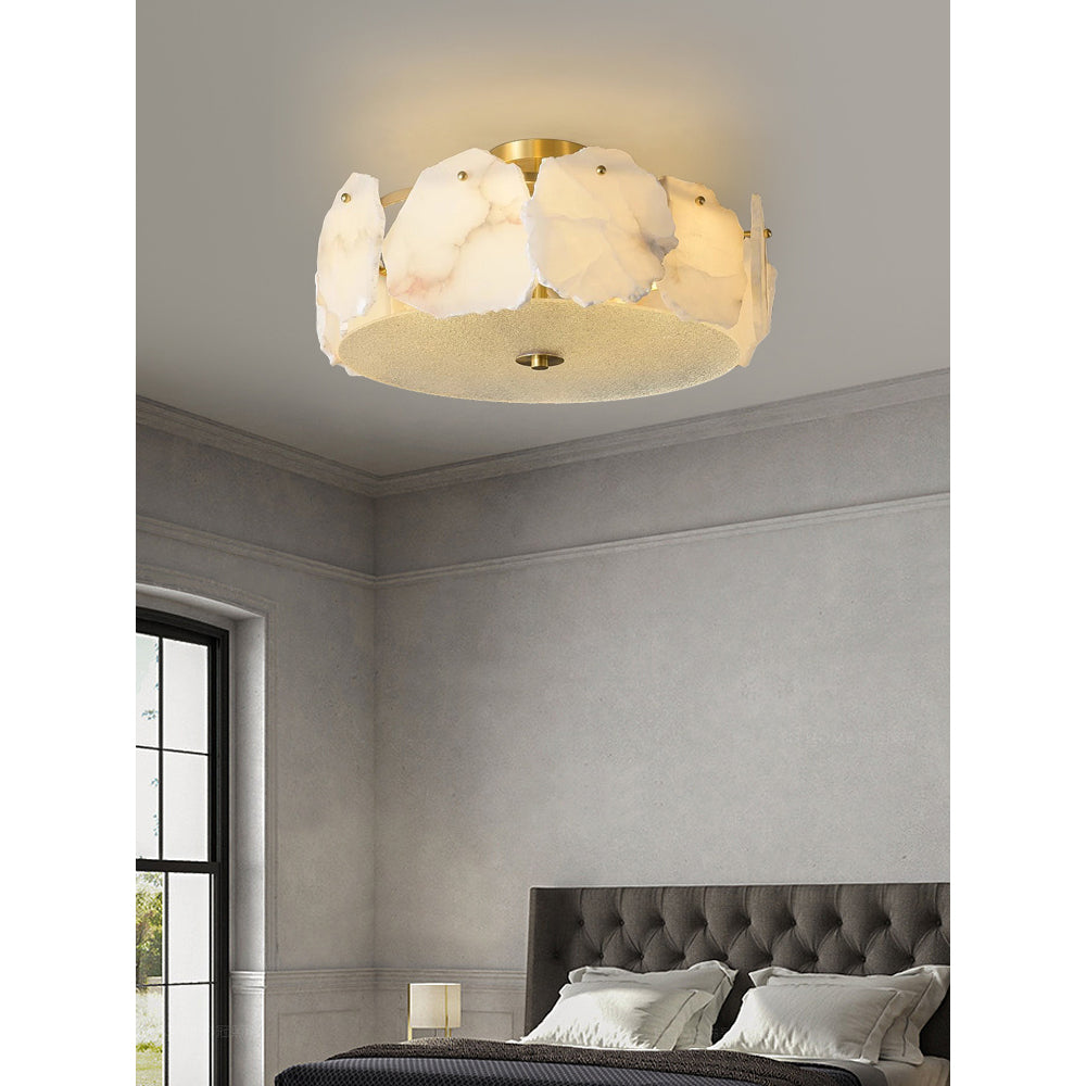 Elay verfijnde disc vlakke albasten glas plafondlamp