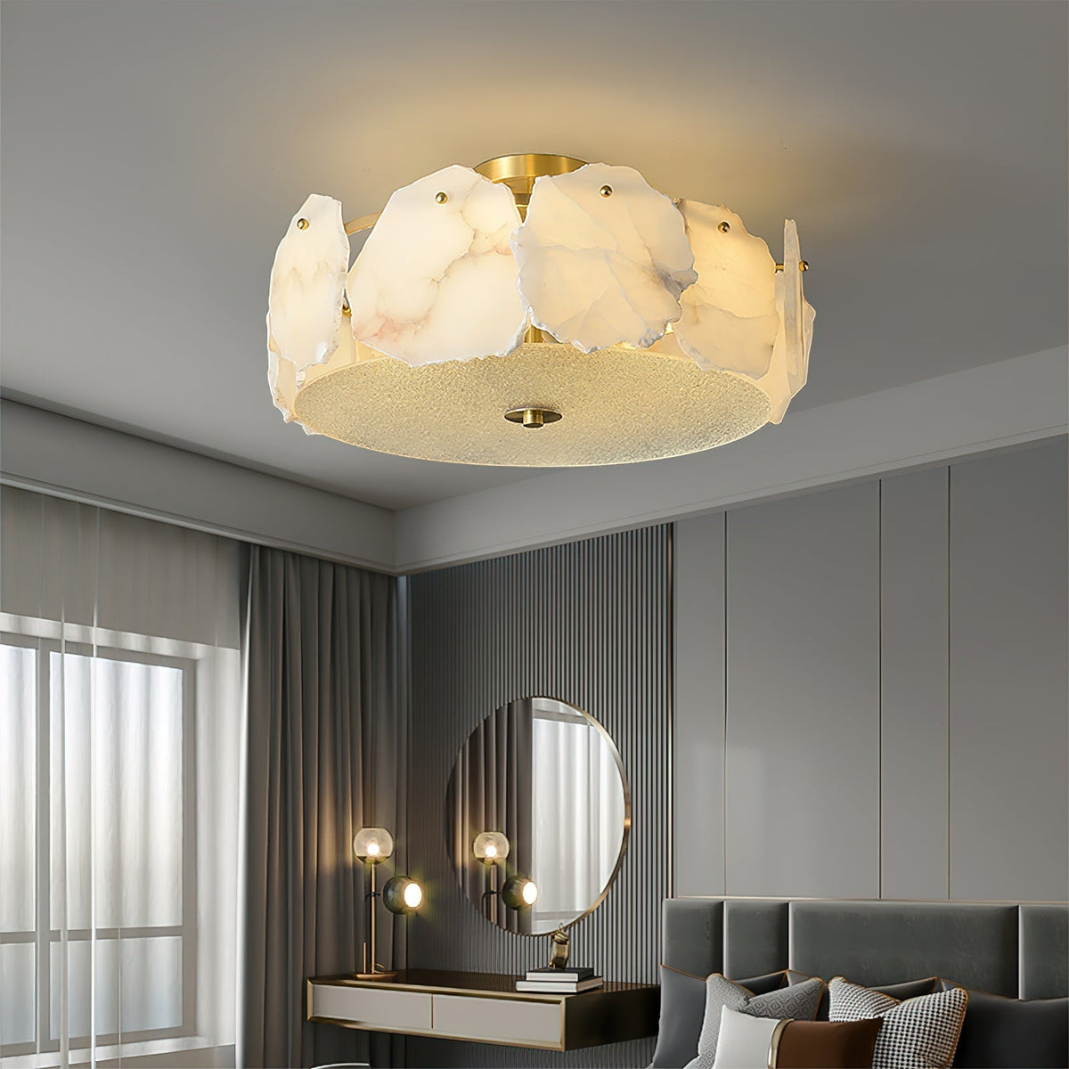 Elay verfijnde disc vlakke albasten glas plafondlamp