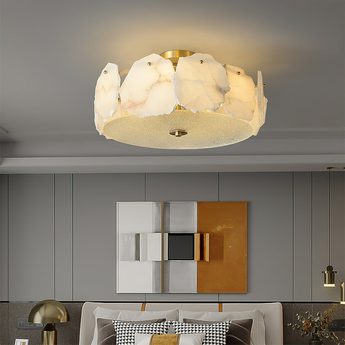 Elay verfijnde disc vlakke albasten glas plafondlamp