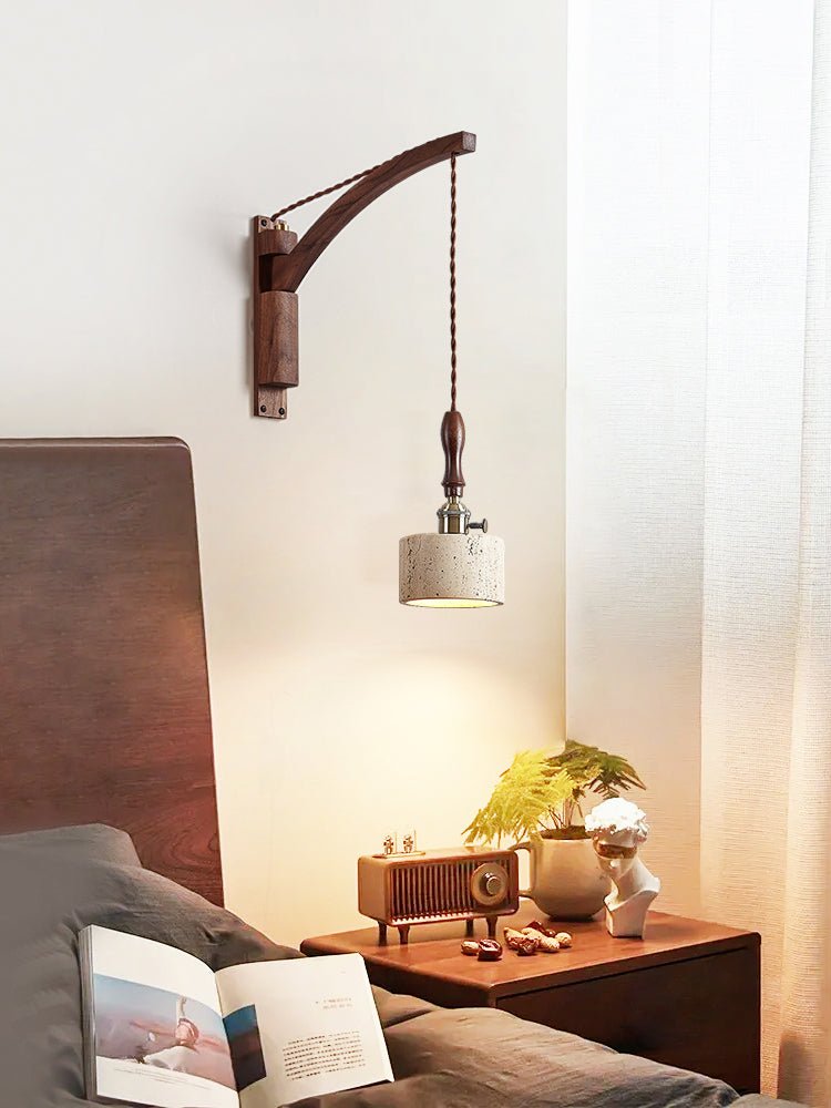 Sven Moderne wandlamp van travertin in geel