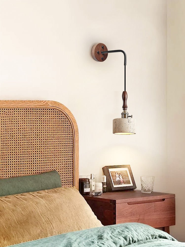 Sven Moderne wandlamp van travertin in geel