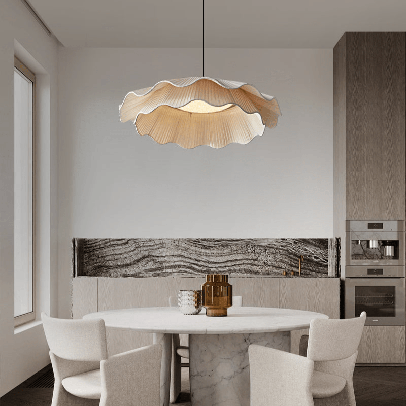 Ellorel elegantie Wave messing hanglamp met stoffen kap