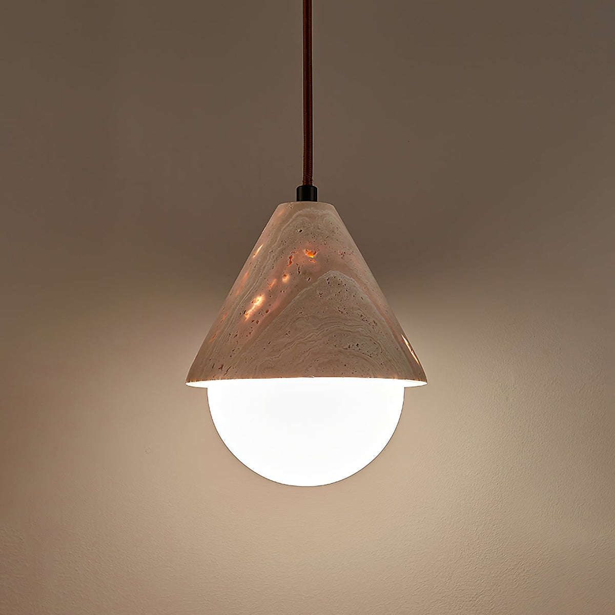 Valaliella Cone Hemisphere travertin hanglamp