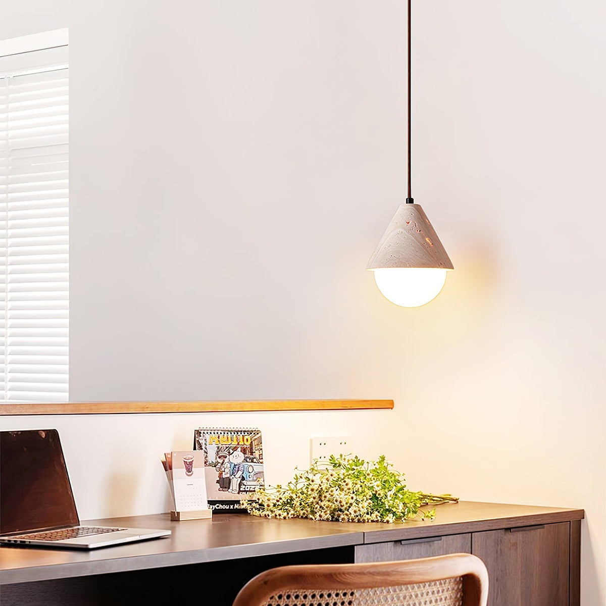 Valaliella Cone Hemisphere travertin hanglamp