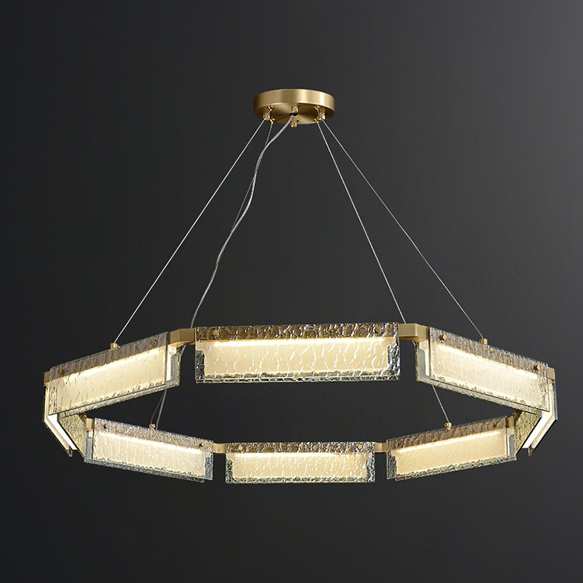 Hexa kroonluchter met luxe glas en LED