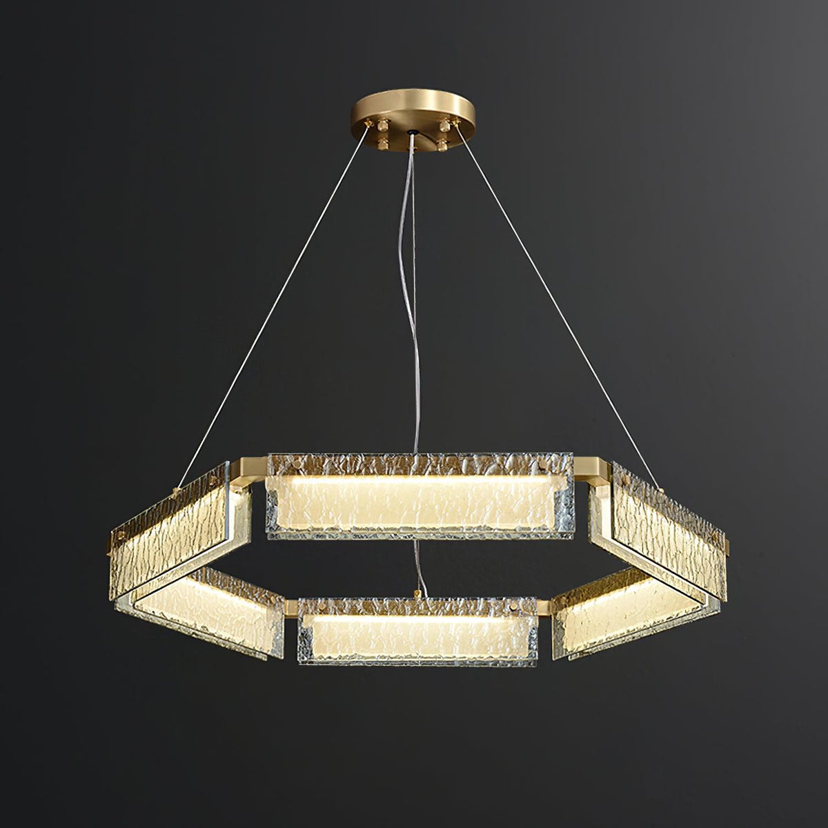 Hexa kroonluchter met luxe glas en LED