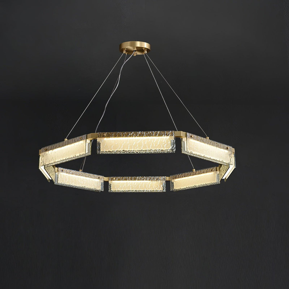 Hexa kroonluchter met luxe glas en LED