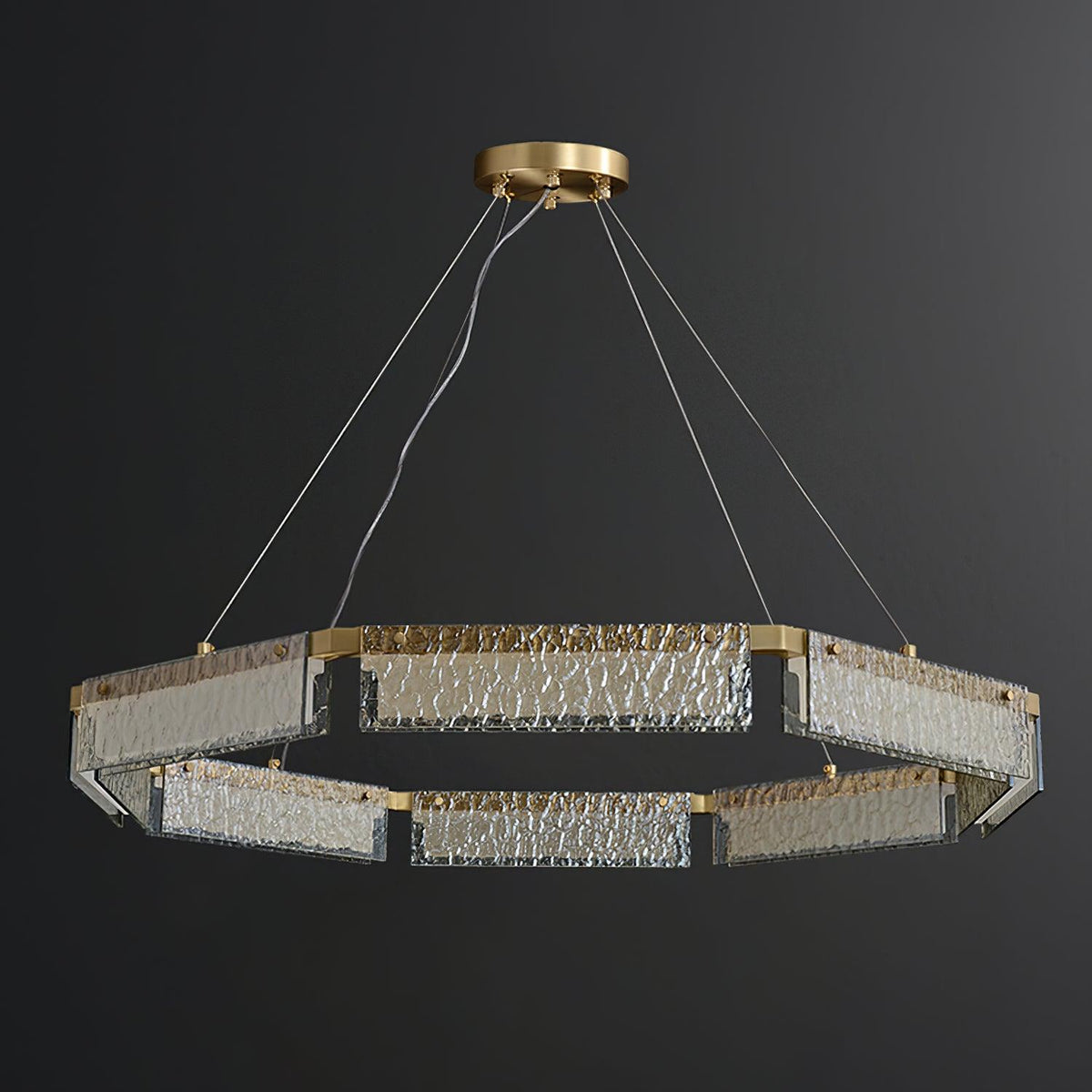 Hexa kroonluchter met luxe glas en LED