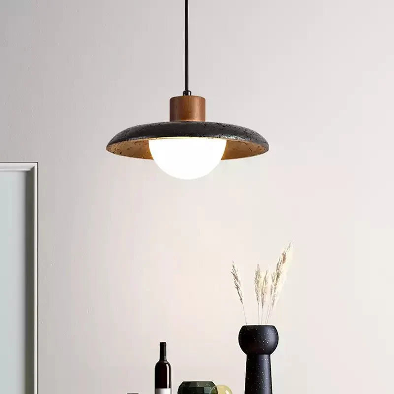 Zenk Zwarte travertin koepelvormige hanglamp