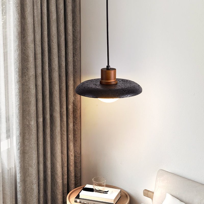 Zenk Zwarte travertin koepelvormige hanglamp