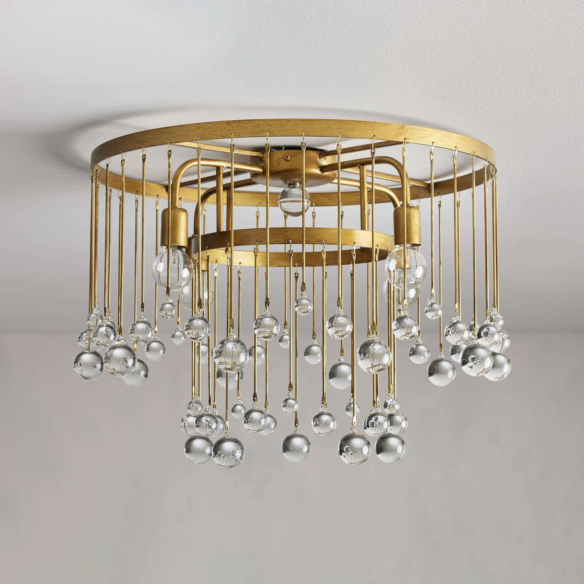 Fljotuvyo Postmodern luxe messing Kristallen Vlakke plafondlamp