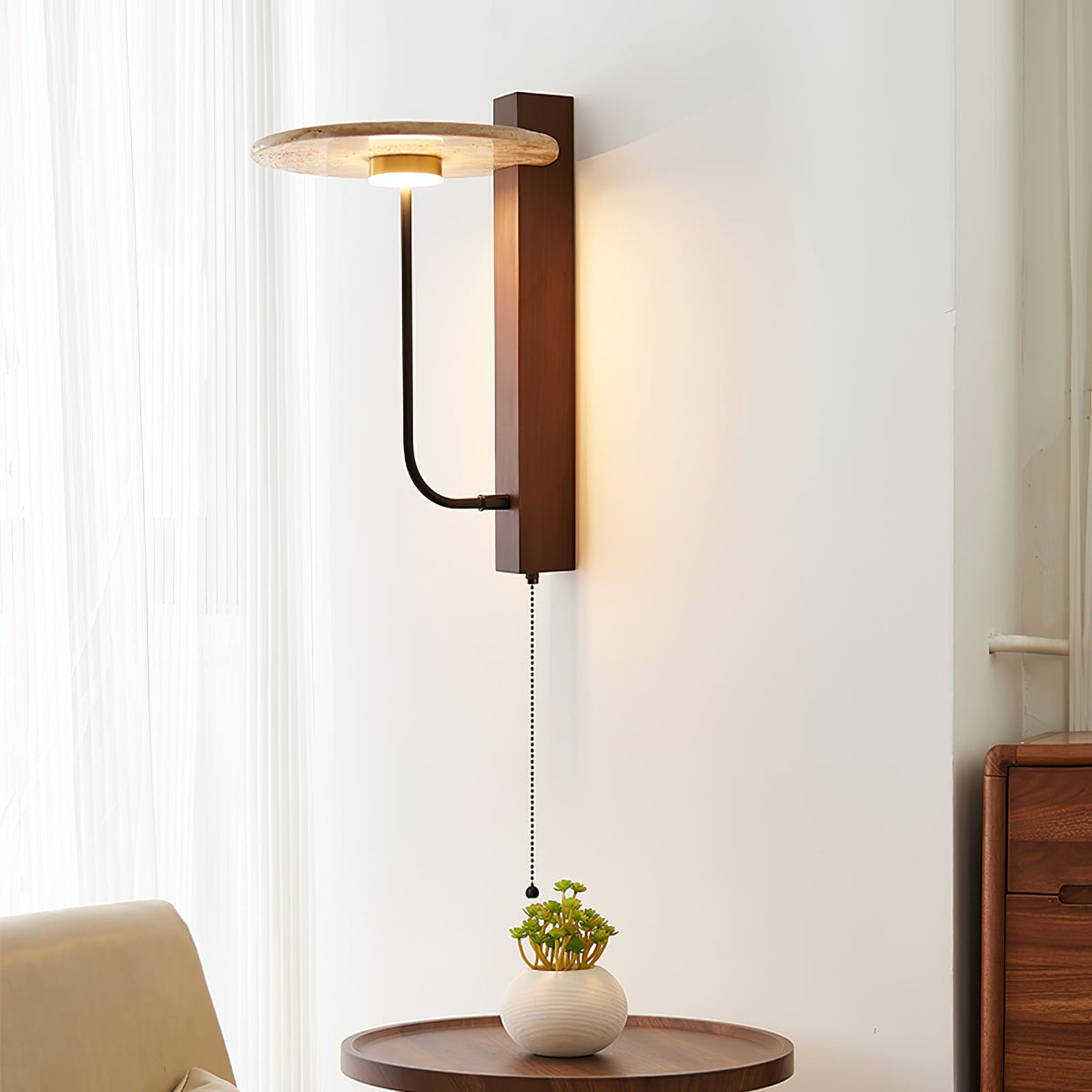 Viphayra Leverarm wandlamp travertin
