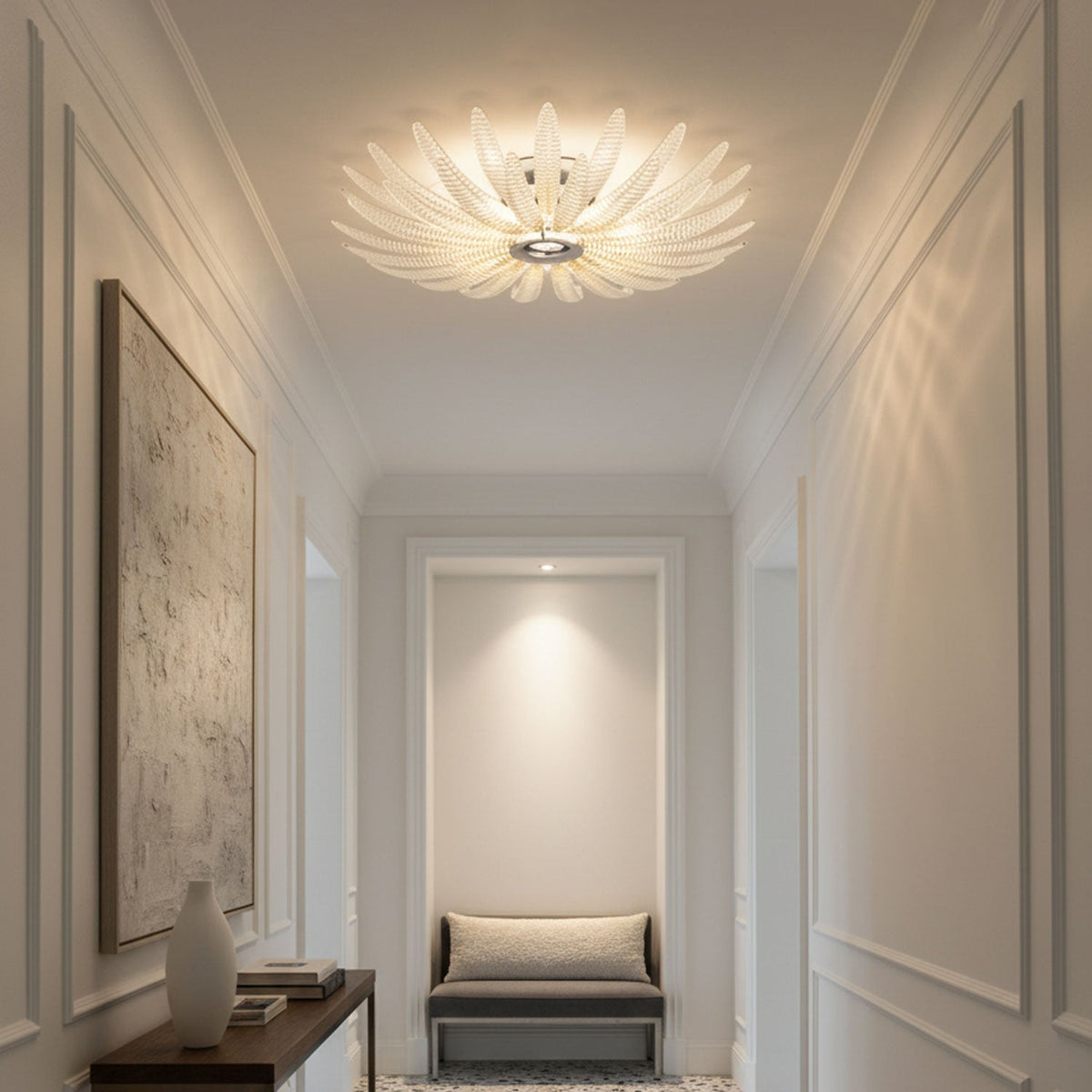 Ignatius plafondlamp van glas met bloemblaadjes