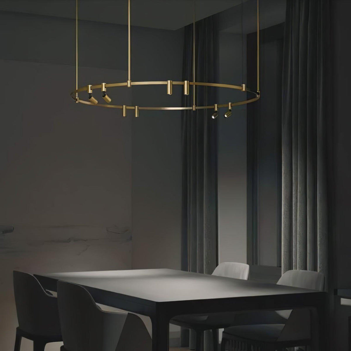 Ivrinir ringvormige messing hanglamp