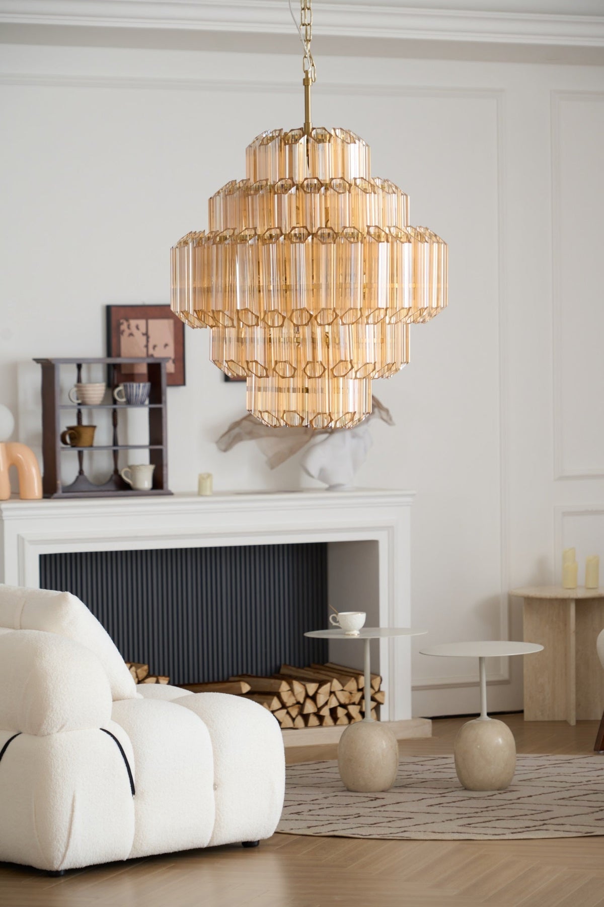Liorerira kroonluchter Aurum Cascade Murano glas prismekunst