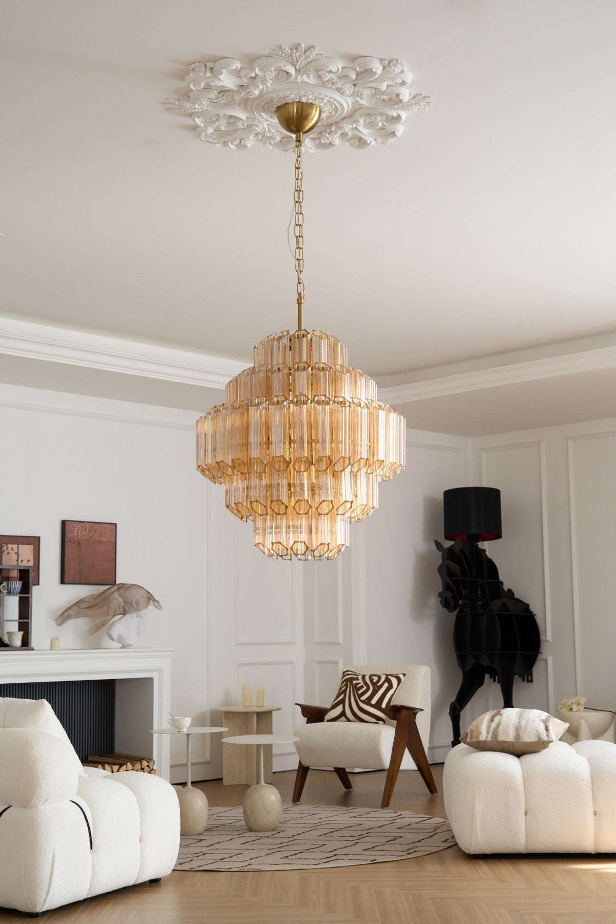 Liorerira kroonluchter Aurum Cascade Murano glas prismekunst