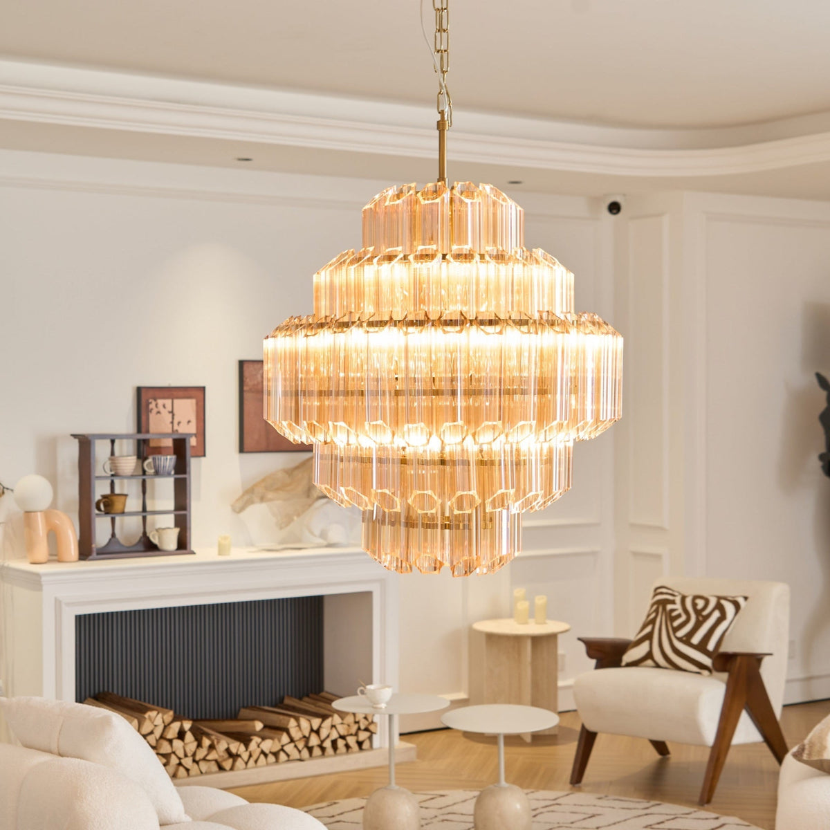 Liorerira kroonluchter Aurum Cascade Murano glas prismekunst