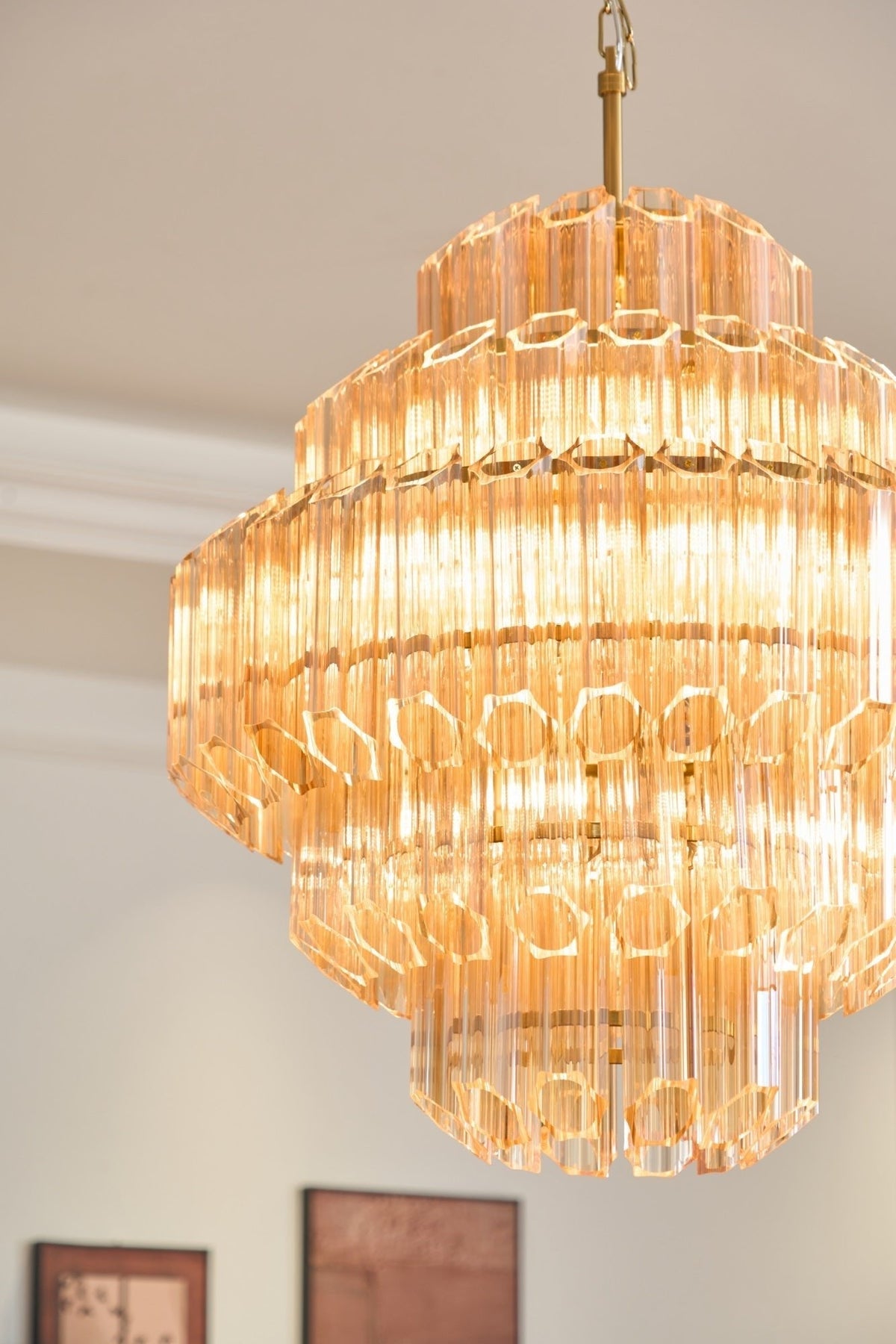Liorerira kroonluchter Aurum Cascade Murano glas prismekunst