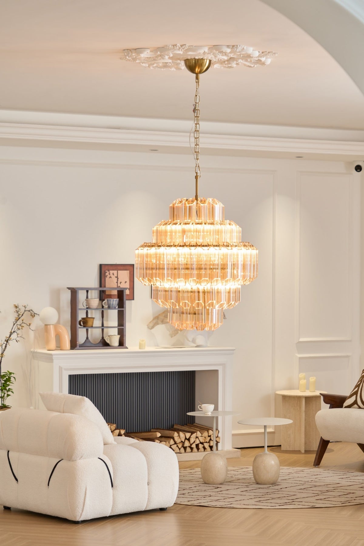 Liorerira kroonluchter Aurum Cascade Murano glas prismekunst
