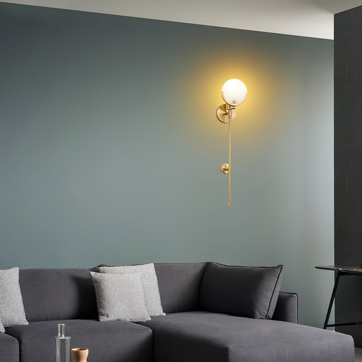 Ljomuvyo Moderne minimalistische wandlamp van messing met albasten kap