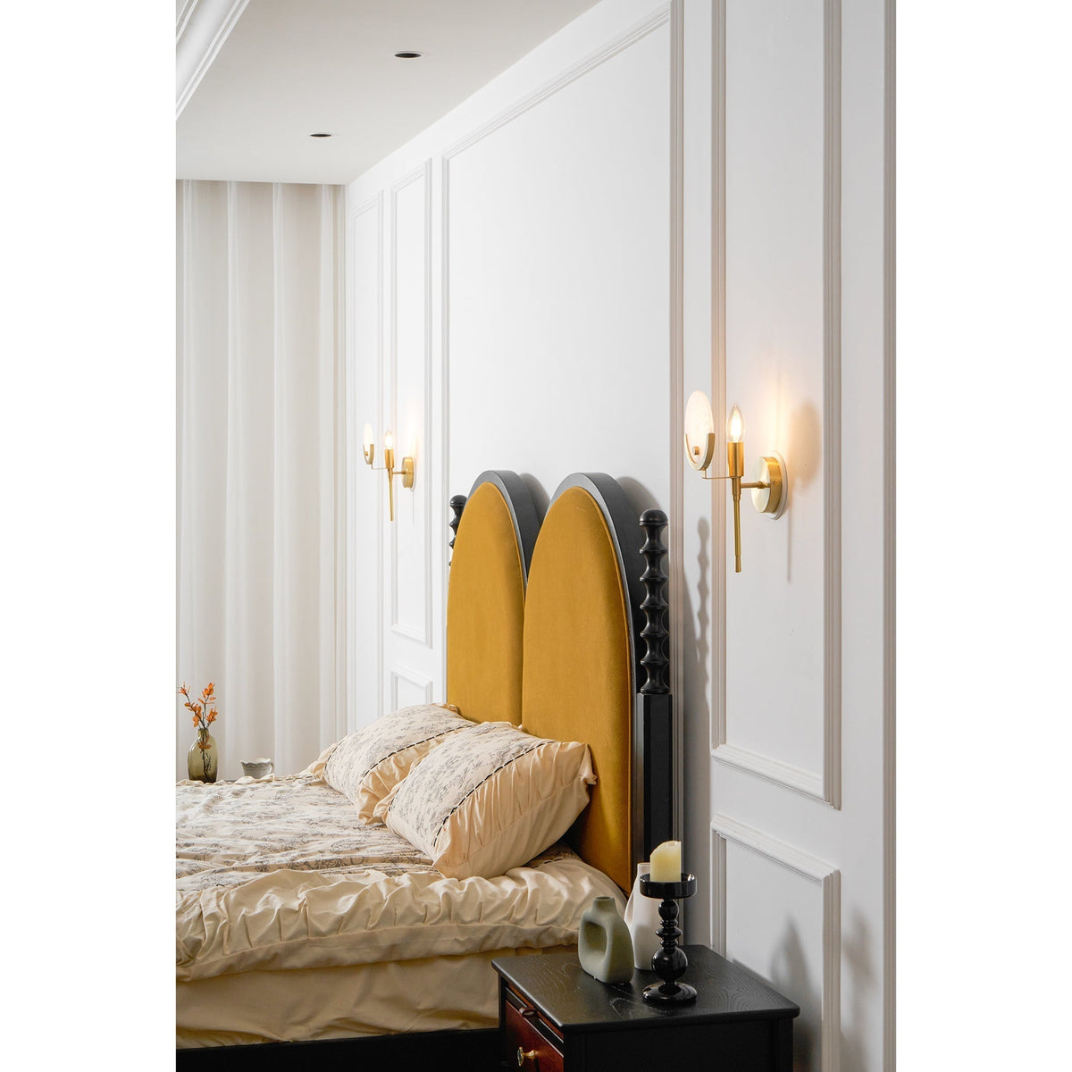 Ljomuvyo Moderne minimalistische wandlamp van messing met albasten kap