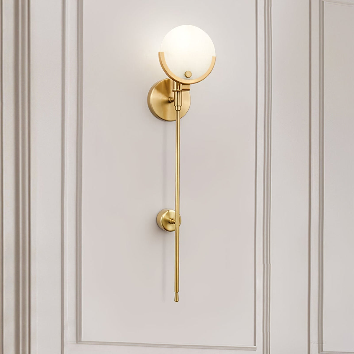 Ljomuvyo Moderne minimalistische wandlamp van messing met albasten kap