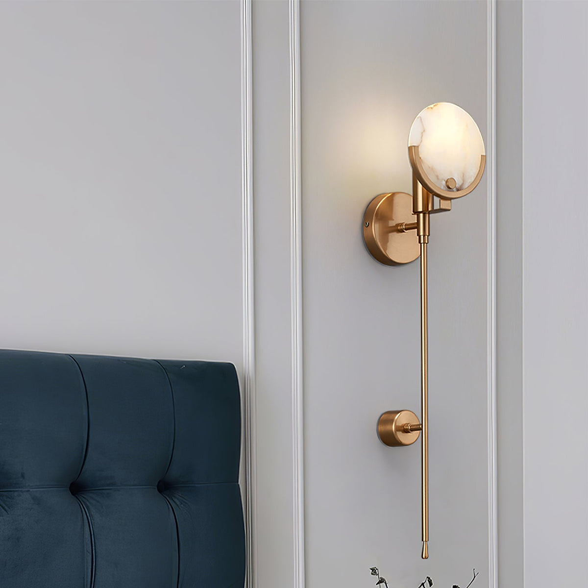 Ljomuvyo Moderne minimalistische wandlamp van messing met albasten kap