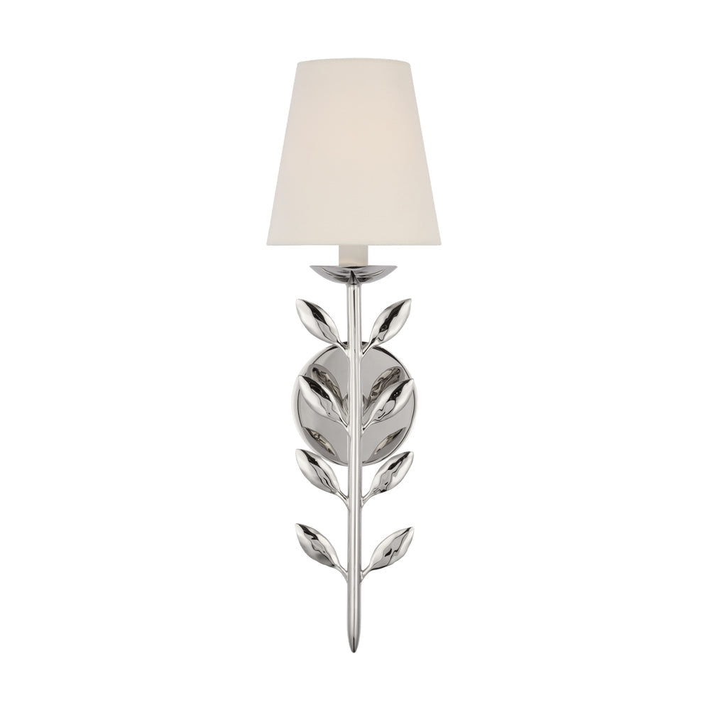 Evoque wandlamp met goudbladeren afwerking en stoffen kap